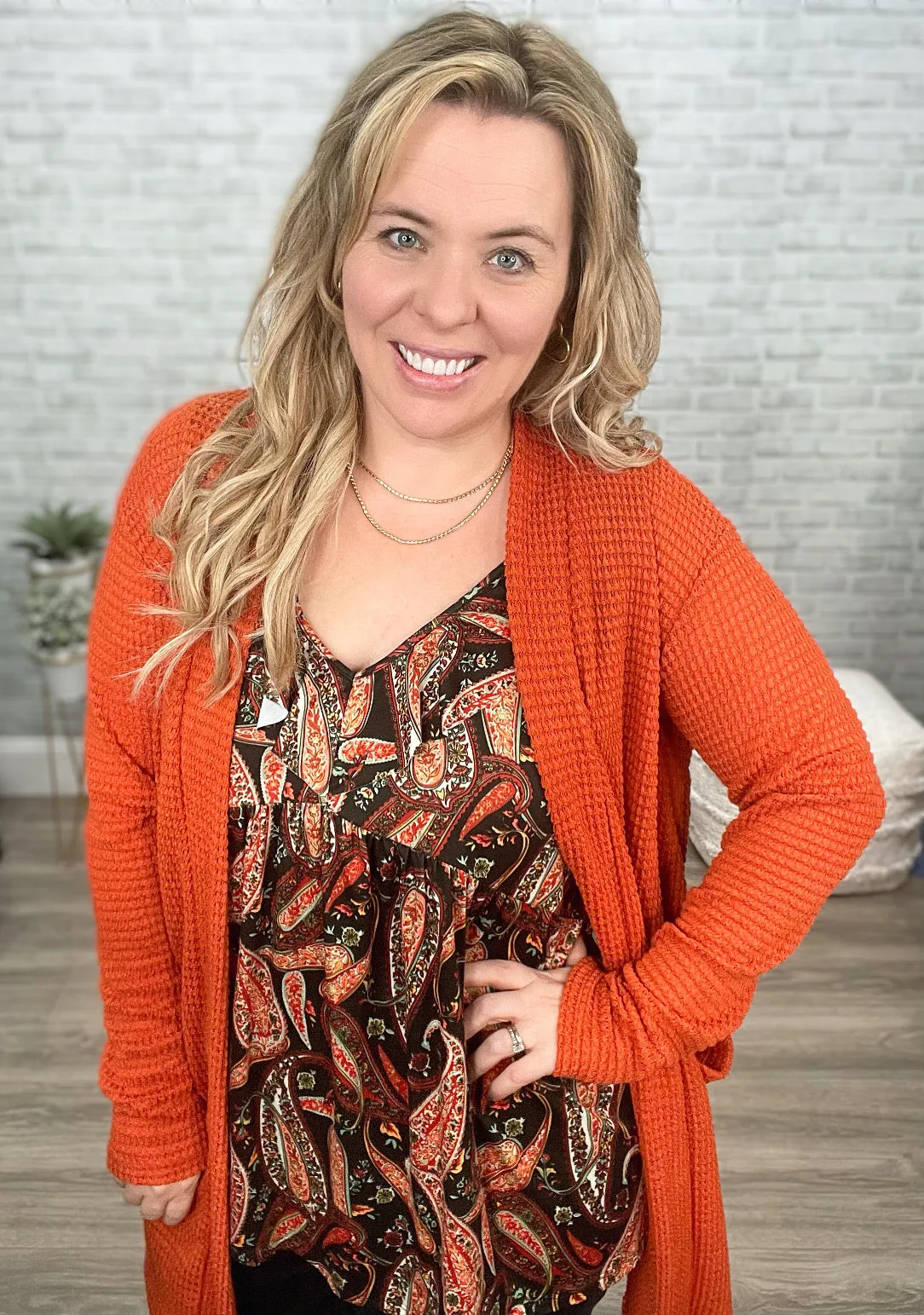 15 Colors - Lola Waffle Knit Cardigan - Blakeley